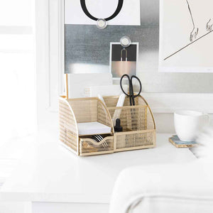 Load image into Gallery viewer, Fontvieille Unique Metal Gold Desk Organizer with Drawer