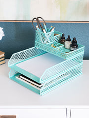 Load image into Gallery viewer, Riviera 6 Piece Aqua Interlocking Desk Organizer Set