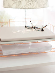 Load image into Gallery viewer, Monte Rose Gold Stackable Paper Tray - Set of 2 - Metal Wire -Letter Size
