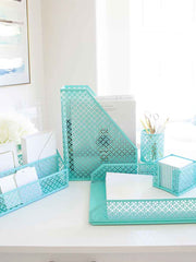 Load image into Gallery viewer, Riviera 6 Piece Aqua Desk Organizer Set