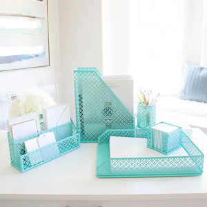 Load image into Gallery viewer, Riviera 6 Piece Aqua Desk Organizer Set
