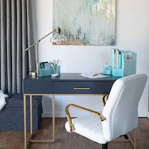 Load image into Gallery viewer, Fontvieille 5 Piece Aqua Desk Organizer Set with Desktop Hanging File Organizer