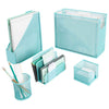 Fontvieille 5 Piece Aqua Desk Organizer Set with Desktop Hanging File Organizer