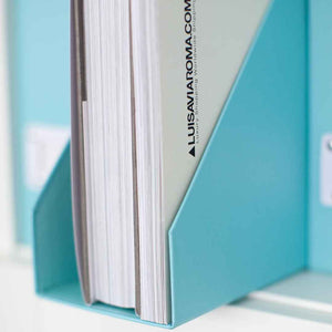 Load image into Gallery viewer, Foldable Magazine File Holder with Leather Label Holder - Set of 6 - Aqua