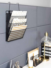 Load image into Gallery viewer, Office Cubicle Black Wire Mesh Hanging Wall File Organizer