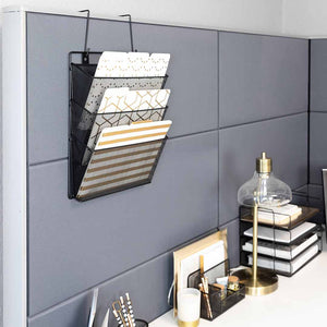 Load image into Gallery viewer, Office Cubicle Black Wire Mesh Hanging Wall File Organizer