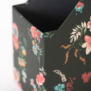 Load image into Gallery viewer, Foldable Magazine File Holder with Gold Label Holder - Set of 4 - Floral and Black