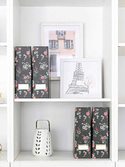 Load image into Gallery viewer, Foldable Magazine File Holder with Gold Label Holder - Set of 4 - Floral and Black