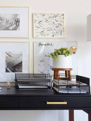 Load image into Gallery viewer, Stackable Paper Trays with Accessory Tray - 4 Tier - Black Metal Mesh - Letter Size