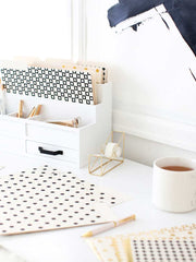 Load image into Gallery viewer, Decorative File Folders - 1/3 Cut Tabs - Letter Size - Set of 12 - 2 Each of 6 Cute Patterns with Gold Foil - (Geometric White Black Gold)