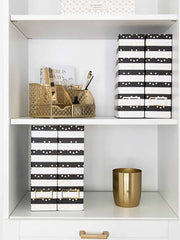 Load image into Gallery viewer, Foldable Magazine File Holders with Gold Label Holder - Set of 4 - Black and Gold