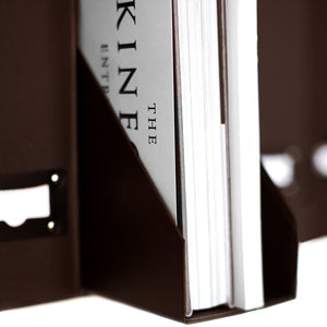 Load image into Gallery viewer, Foldable Magazine File Holder with Leather Label Holder - Set of 6 - Brown