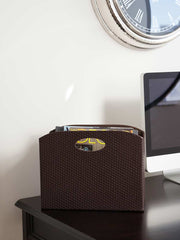 Load image into Gallery viewer, Quality Leather Magazine Holder Basket with Handles - Brown