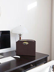 Load image into Gallery viewer, Quality Leather Magazine Holder Basket with Handles - Brown