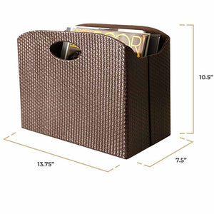 Load image into Gallery viewer, Quality Leather Magazine Holder Basket with Handles - Brown