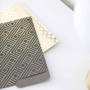 Decorative File Folders - 1/3 Cut Tabs - Letter Size - Set of 12 - 2 Each of 6 Cute Patterns with Gold Foil (Dark Gray and Cream)