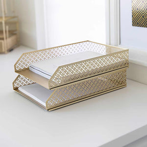 Riviera Stackable Gold Paper Tray - Set of 2 - Letter Size