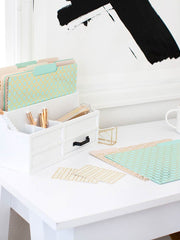 Load image into Gallery viewer, Decorative File Folders - 1/3 Cut Tabs - Letter Size - Set of 12 - 2 Each of 6 Cute Patterns with Gold Foil (Pink Aqua and Cream)