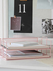 Load image into Gallery viewer, Fontvieille Stackable Pink Paper Tray - Set of 2 - Letter Size