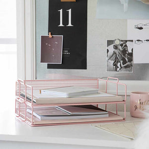Fontvieille Stackable Pink Paper Tray - Set of 2 - Letter Size