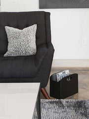 Load image into Gallery viewer, Quality Leather Magazine Holder Basket with Handles - Black