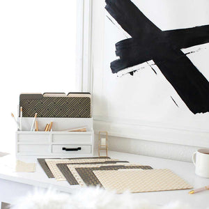 Load image into Gallery viewer, Decorative File Folders - 1/3 Cut Tabs - Letter Size - Set of 12 - 2 Each of 6 Cute Patterns with Gold Foil (Dark Gray and Cream)