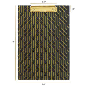 Load image into Gallery viewer, Set of 4 Decorative Clipboards with Dark Geometric Patterns and Gold foil