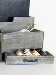 Load image into Gallery viewer, Dark Wooden Mail Organizer Desktop with Block Calendar