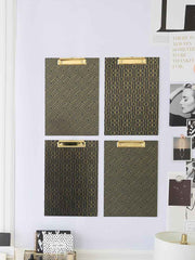 Load image into Gallery viewer, Set of 4 Decorative Clipboards with Dark Geometric Patterns and Gold foil
