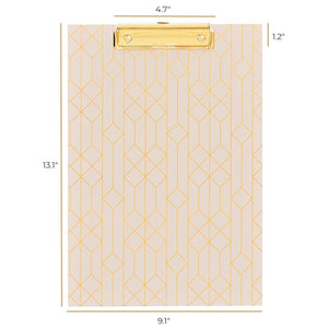 Set of 4 Decorative Clipboards with Light Pink Patterns and Gold Foil