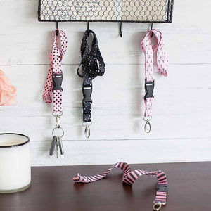 Load image into Gallery viewer, Pink Lanyard Keychain for Women Girls - 4 Pcs Set - 4 Cute Designs