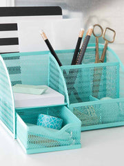 Load image into Gallery viewer, Fontvieille Unique Metal Aqua Desk Organizer with Drawer