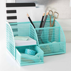 Load image into Gallery viewer, Fontvieille Unique Metal Aqua Desk Organizer with Drawer