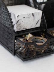 Load image into Gallery viewer, Fontvieille Unique Metal Black Desk Organizer with Drawer