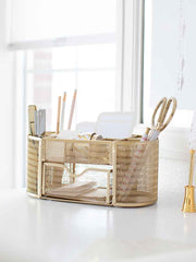 Load image into Gallery viewer, Fontvieille Gold Desk Organizer with Drawer