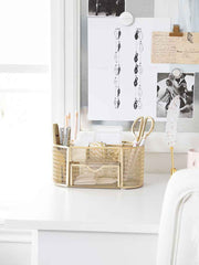 Load image into Gallery viewer, Fontvieille Gold Desk Organizer with Drawer