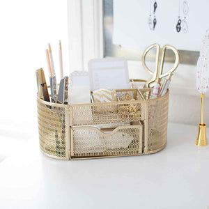 Load image into Gallery viewer, Fontvieille Gold Desk Organizer with Drawer