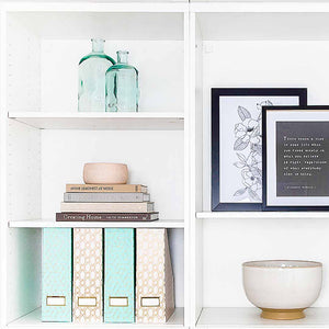 Load image into Gallery viewer, Foldable Magazine File Holder with Gold Label Holder - Set of 4 - Pink and Aqua