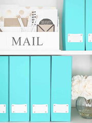 Load image into Gallery viewer, Foldable Magazine File Holder with Leather Label Holder - Set of 6 - Aqua
