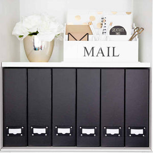 Load image into Gallery viewer, Foldable Magazine File Holder with Leather Label Holder - Set of 6 - Black