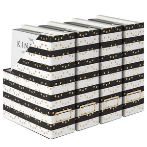 Load image into Gallery viewer, Foldable Magazine File Holders with Gold Label Holder - Set of 4 - Black and Gold