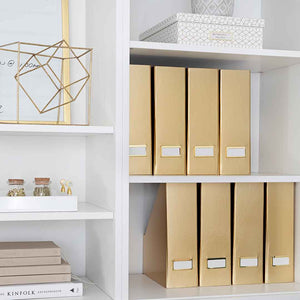 Load image into Gallery viewer, Foldable Magazine File Holder with Gold Label Holder - Set of 4 - Gold