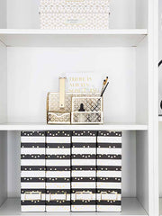 Load image into Gallery viewer, Foldable Magazine File Holders with Gold Label Holder - Set of 4 - Black and Gold