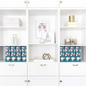 Load image into Gallery viewer, Foldable Magazine File Holder with Gold Label Holder - Set of 4 - Floral and Teal