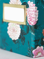 Load image into Gallery viewer, Foldable Magazine File Holder with Gold Label Holder - Set of 4 - Floral and Teal
