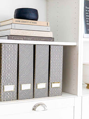 Load image into Gallery viewer, Foldable Magazine File Holder with Gold Label Holder - Set of 4 - Dark Grey and Gold