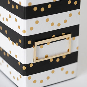 Load image into Gallery viewer, Foldable Magazine File Holders with Gold Label Holder - Set of 4 - Black and Gold