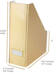 Load image into Gallery viewer, Foldable Magazine File Holder with Gold Label Holder - Set of 4 - Gold