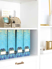 Load image into Gallery viewer, Foldable Magazine File Holder with Gold Label Holder - Set of 4 - Peacock