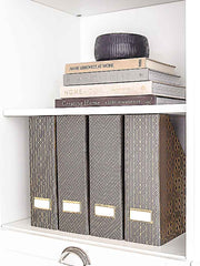 Load image into Gallery viewer, Foldable Magazine File Holder with Gold Label Holder - Set of 4 - Dark Grey and Gold
